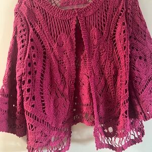 Beautiful crochet cardigan color fuchsia